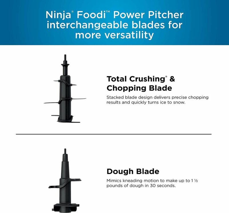 Small Appliances |  Ninja Ss201 Foodi Power Pitcher 4In1 Smoothie Bowl Maker Crushing Blender Dough Mixer Food Processor 1400Wp Smarttorque 6 Auto-Iq Presets, With A Stainless Silver Finish (Renewed) (Ninja Ss201) Home Decor & Cleaning Kitchen & Dining