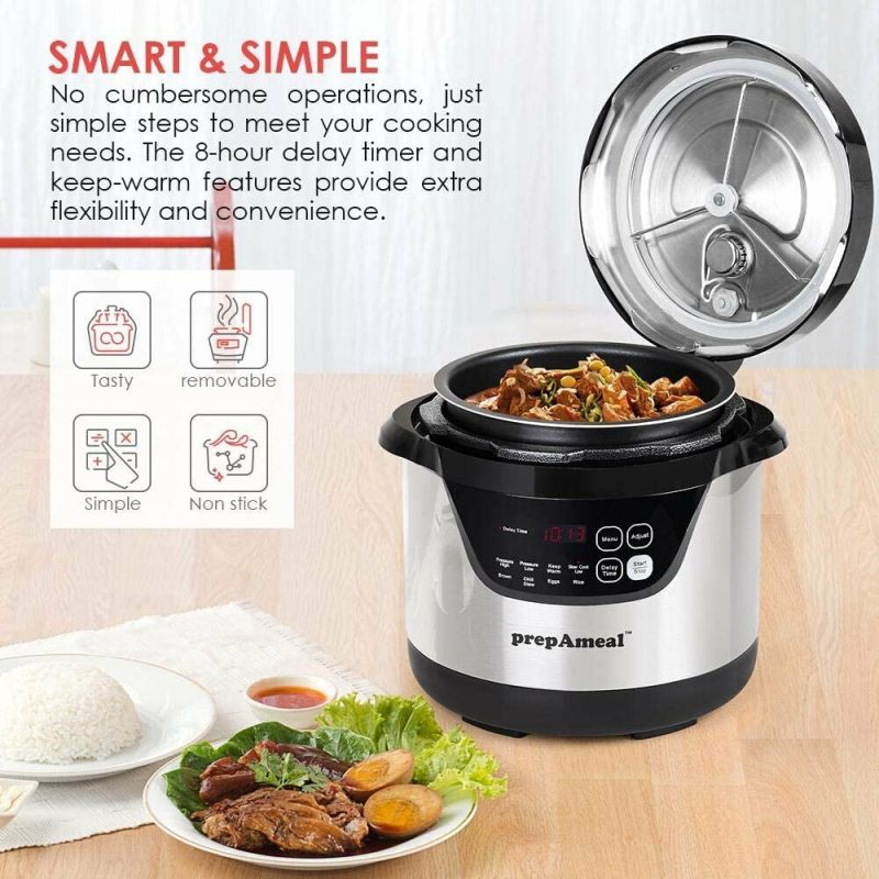 Small Appliances |  Prepameal 3 Quart Pressure Cooker 8 In 1 Multi Use Programmable Instant Cooker Electric Pressure Pot With Slow Cooker, Rice Cooker, Steamer, Sauté, Brown, Warmer Home Decor & Cleaning Kitchen & Dining