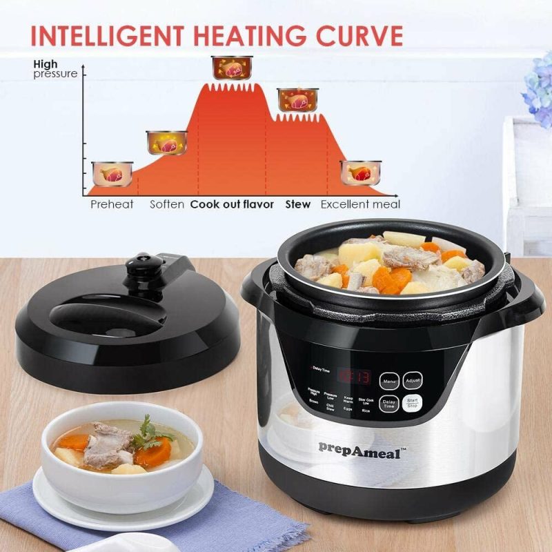 Small Appliances |  Prepameal 3 Quart Pressure Cooker 8 In 1 Multi Use Programmable Instant Cooker Electric Pressure Pot With Slow Cooker, Rice Cooker, Steamer, Sauté, Brown, Warmer Home Decor & Cleaning Kitchen & Dining