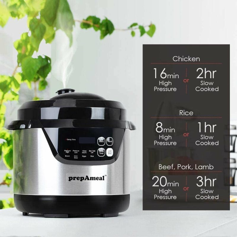 Small Appliances |  Prepameal 3 Quart Pressure Cooker 8 In 1 Multi Use Programmable Instant Cooker Electric Pressure Pot With Slow Cooker, Rice Cooker, Steamer, Sauté, Brown, Warmer Home Decor & Cleaning Kitchen & Dining