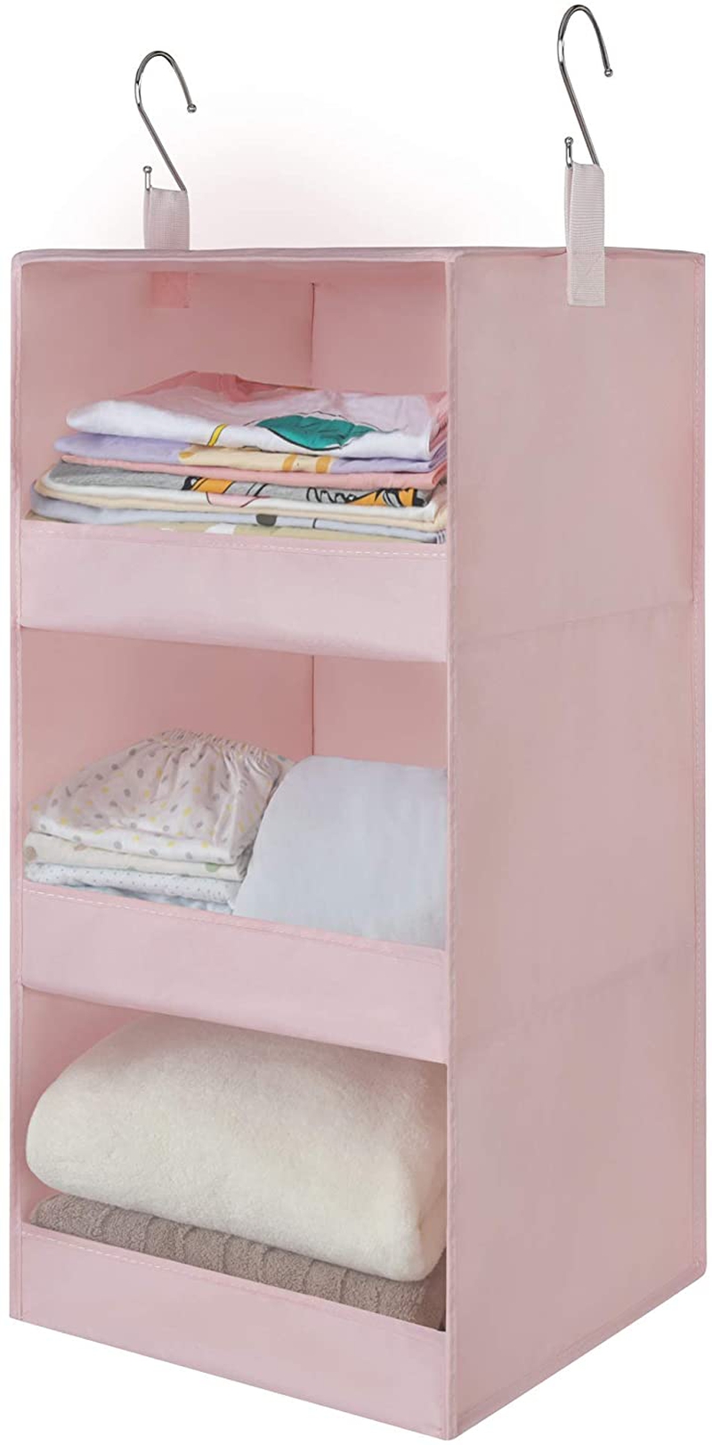 Storage & Organization |  Granny Says 3-Shelf Hanging Closet Organizer, Collapsible Closet Hanging Shelves, Nursery Hanging Organizer, Pink, 23.6" H X 12.2" W X 12.2" D, 1-Pack Home Decor & Cleaning GRANNY SAYS