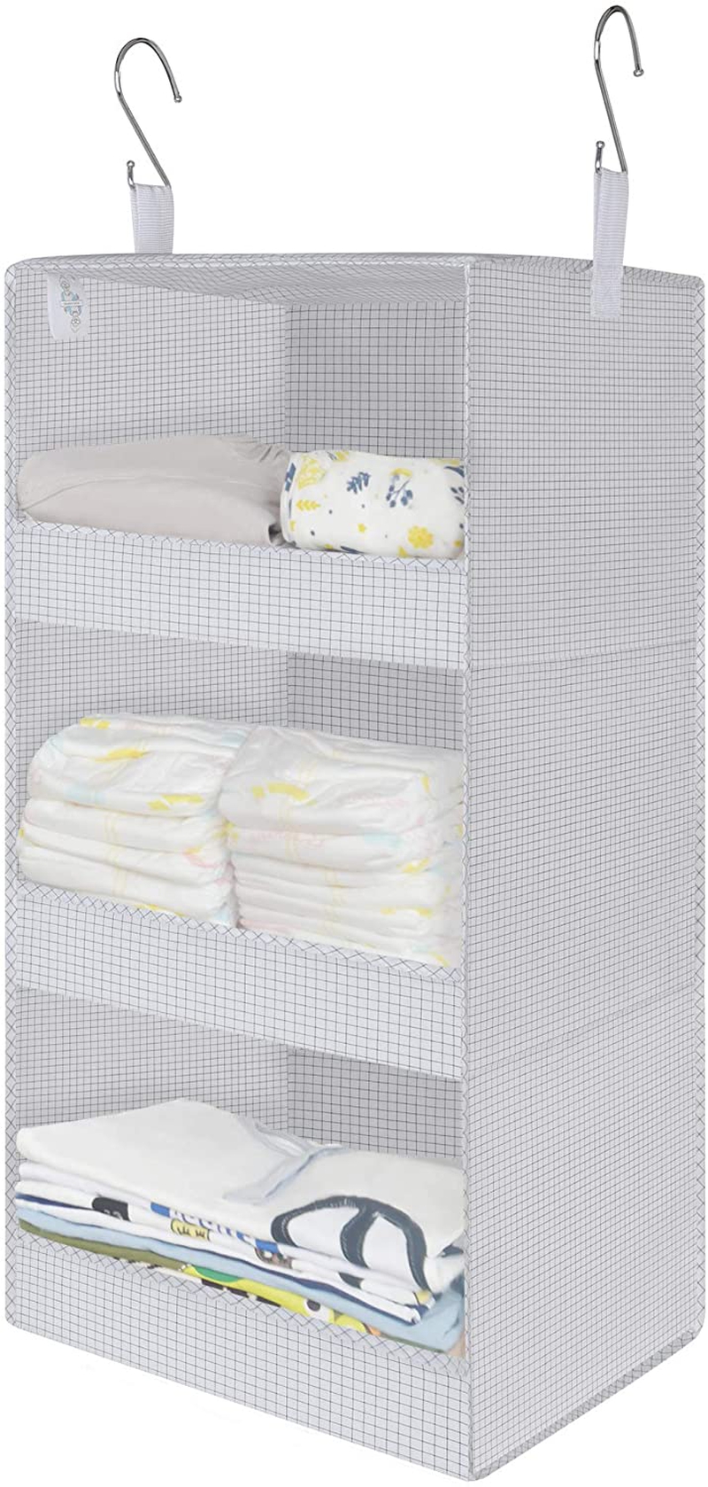 Storage & Organization |  Granny Says 3-Shelf Hanging Closet Organizer, Foldable Closet Hanging Shelves, Nursery Hanging Organizer, White Grid, 28.9" H X 12.2" W X 12.2" D, 1-Pack Home Decor & Cleaning GRANNY SAYS