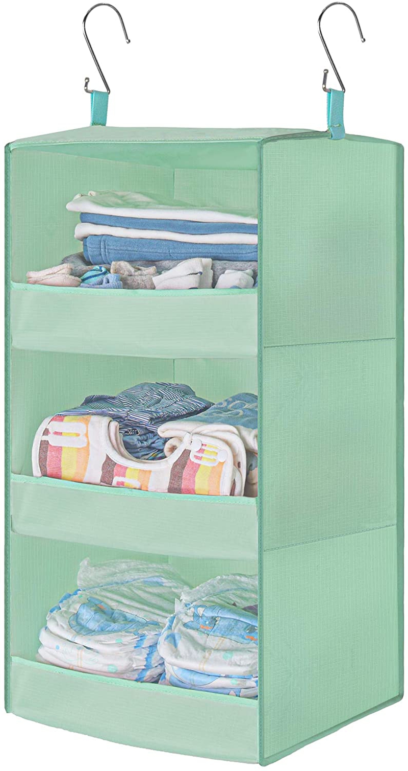 Storage & Organization |  Granny Says 3-Shelf Hanging Closet Organizer, Collapsible Closet Hanging Shelves, Nursery Hanging Organizer, Light Green, 28.9" H X 12.2" W X 12.2" D Home Decor & Cleaning GRANNY SAYS