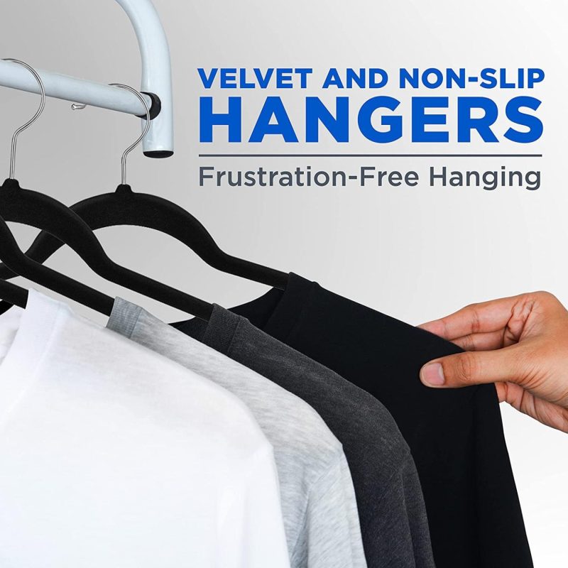 Storage & Organization |  100 Pcs. Of Velvet Non-Slip Clothes-Heavy Duty Coat Hanger Set With 360° Swivel Hook , 100 Pack, Brown Home Decor & Cleaning SereneLife