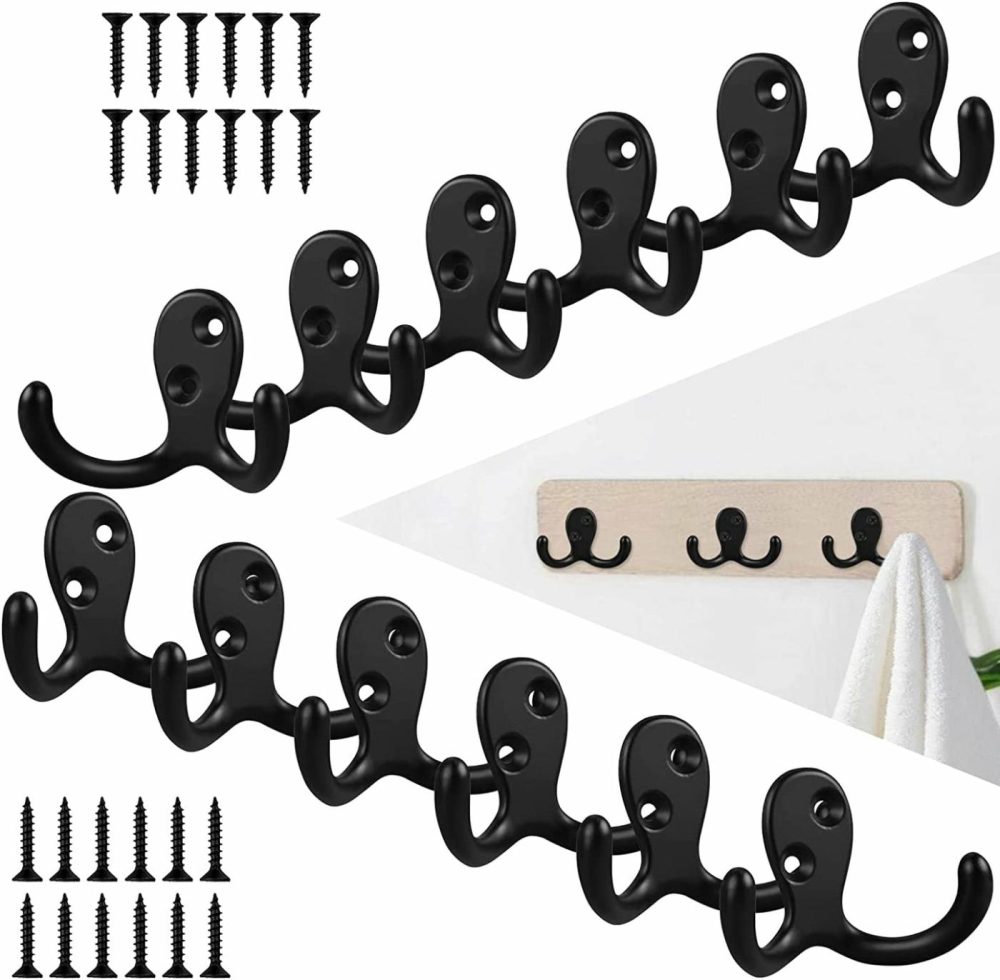 Storage & Organization |  12 Pack Coat Hooks Wall Mounted Home Decor & Cleaning Black-12