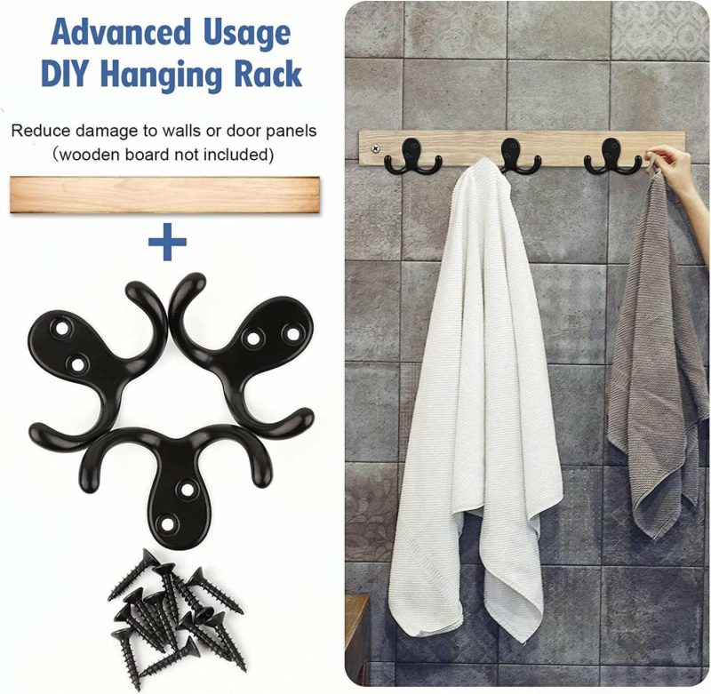 Storage & Organization |  12 Pack Coat Hooks Wall Mounted Home Decor & Cleaning Black-12