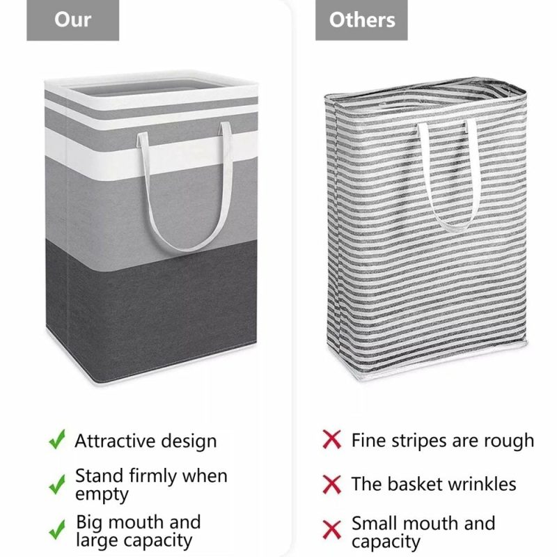 Storage & Organization |  2 Pack 75L Large Laundry Basket, Freestanding Waterproof Clothes Basket, Foldable Waterproof Clothes Basket, Cotton Linen Storage Basket With Handles, For Clothes And Toy Storage Home Decor & Cleaning JUEMEL