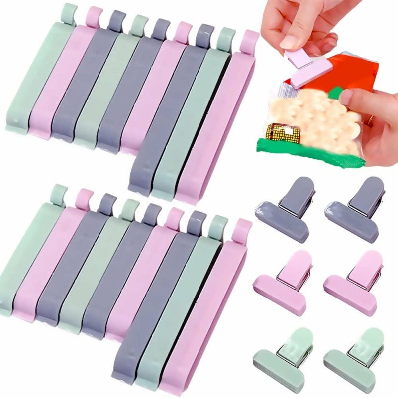 Storage & Organization |  24 Pcs Sealing Clips Bag Clips For Food, Plastic Food Clips For Snack Fresh-Keeping, Kitchen Food Storage And Organization Home Decor & Cleaning GUPKER