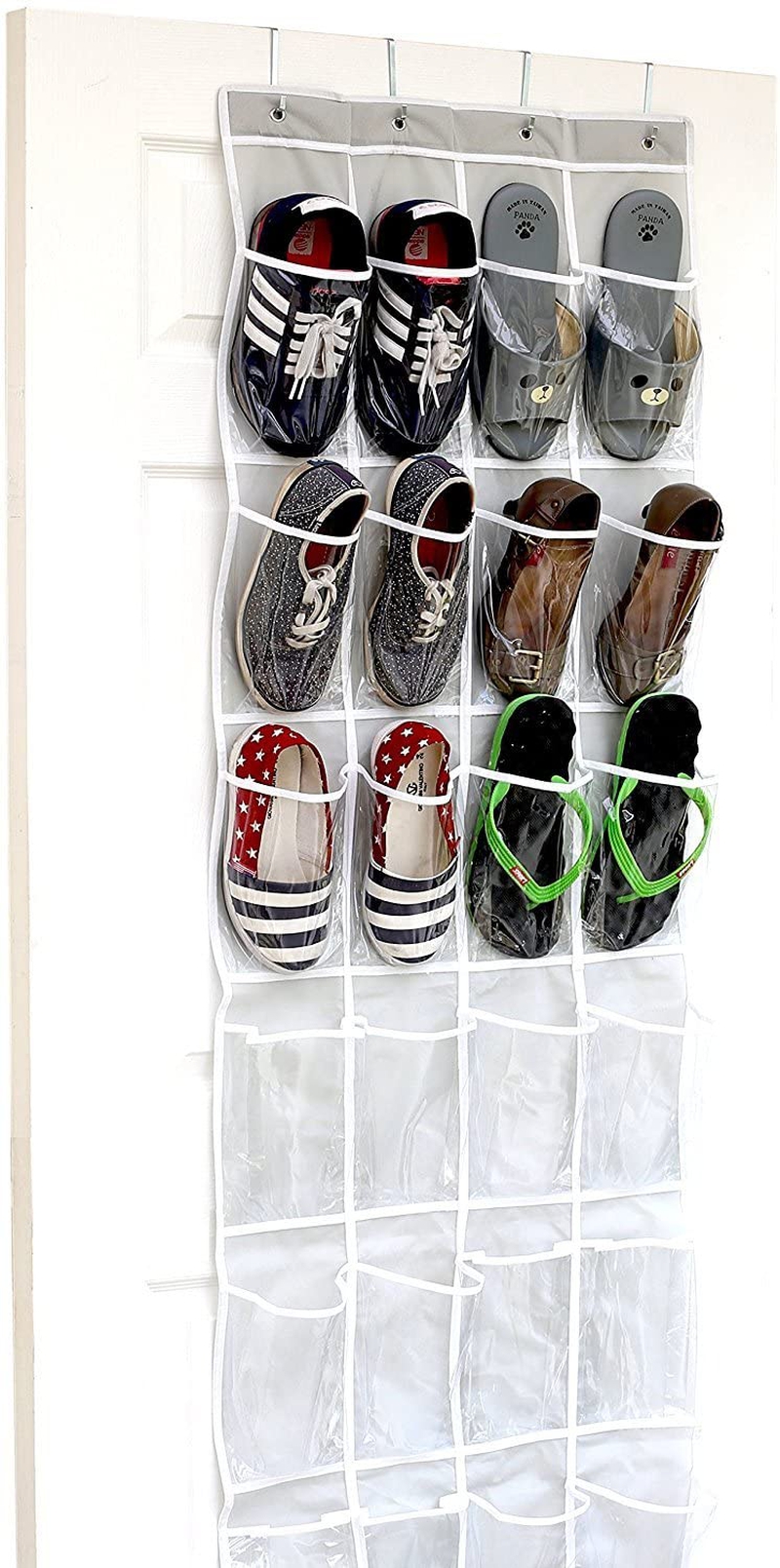 Storage & Organization |  24 Pockets – Simplehouseware Crystal Clear Over The Door Hanging Shoe Organizer, Gray (64” X 19”) Home Decor & Cleaning gray