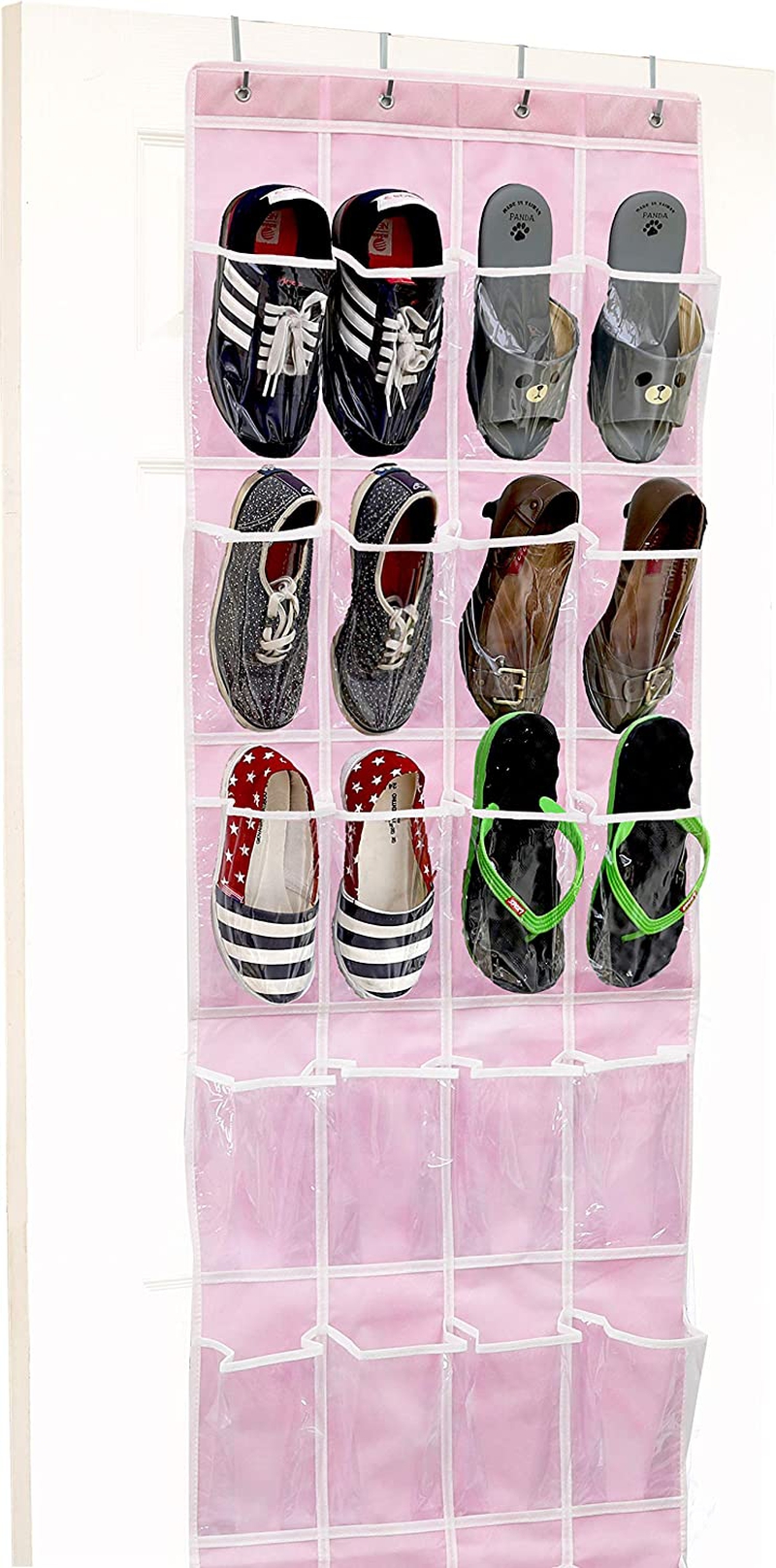 Storage & Organization |  24 Pockets – Simplehouseware Crystal Clear Over The Door Hanging Shoe Organizer, Pink Home Decor & Cleaning Pink