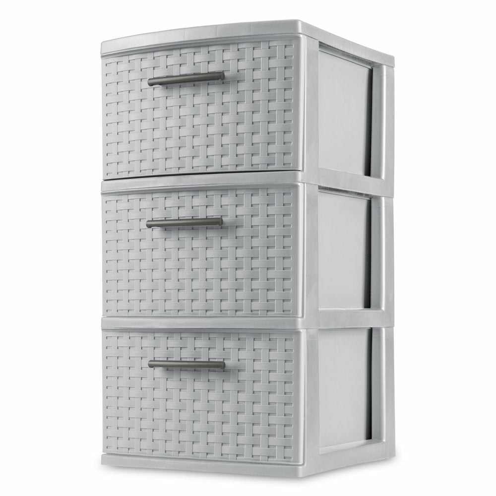 Storage & Organization |  3 Drawer Weave Tower Plastic, Cement Home Decor & Cleaning 1