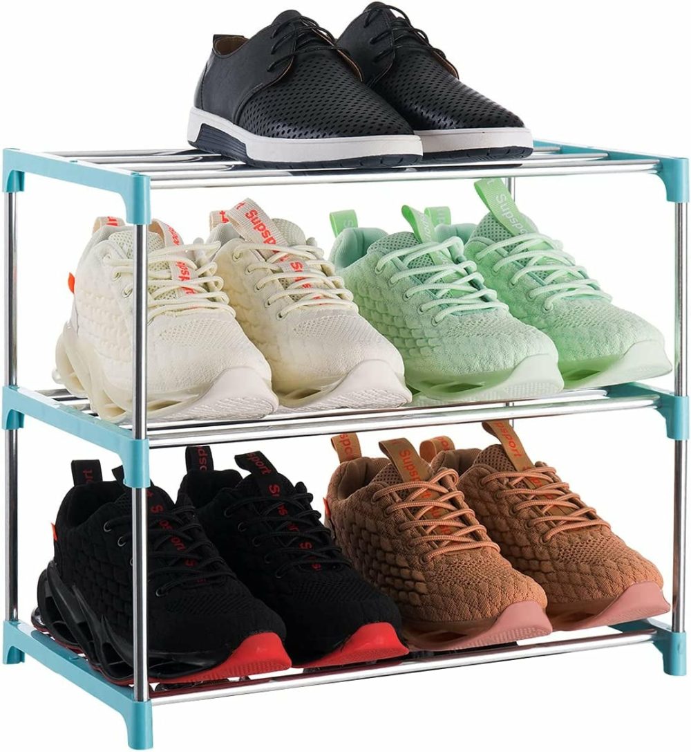 Storage & Organization |  3-Tier Stackable Small Shoe Rack Home Decor & Cleaning black