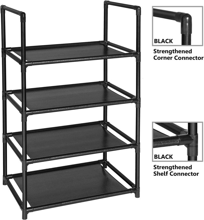 Storage & Organization |  4 Or 8 Tiers Black Sturdy Shoe Rack Shelf Non-Woven Fabric Shoe Tower Organizer Home Decor & Cleaning Storage & Organization