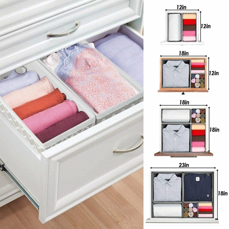 Storage & Organization |  6-Piece Foldable Fabric Storage Box, Foldable Closet Organizer, Fabric Storage Cube, Dresser Drawer Organizer, Container With Drawer Divider, Clothes,Socks, Underwear Storage Box, White Home Decor & Cleaning Clearance Fabric Storage-1