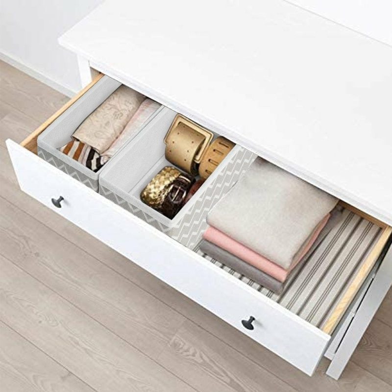 Storage & Organization |  6-Piece Foldable Fabric Storage Box, Foldable Closet Organizer, Fabric Storage Cube, Dresser Drawer Organizer, Container With Drawer Divider, Clothes,Socks, Underwear Storage Box, White Home Decor & Cleaning Clearance Fabric Storage-1