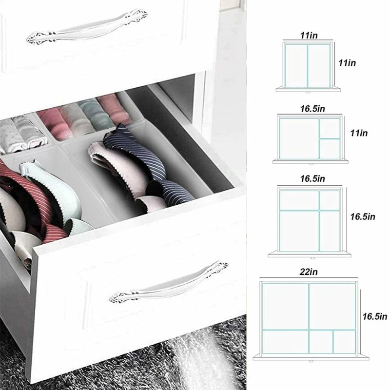 Storage & Organization |  6-Piece Foldable Fabric Storage Box, Foldable Closet Organizer, Fabric Storage Cube, Dresser Drawer Organizer, Container With Drawer Divider, Clothes,Socks, Underwear Storage Box, White Home Decor & Cleaning Clearance Fabric Storage-1