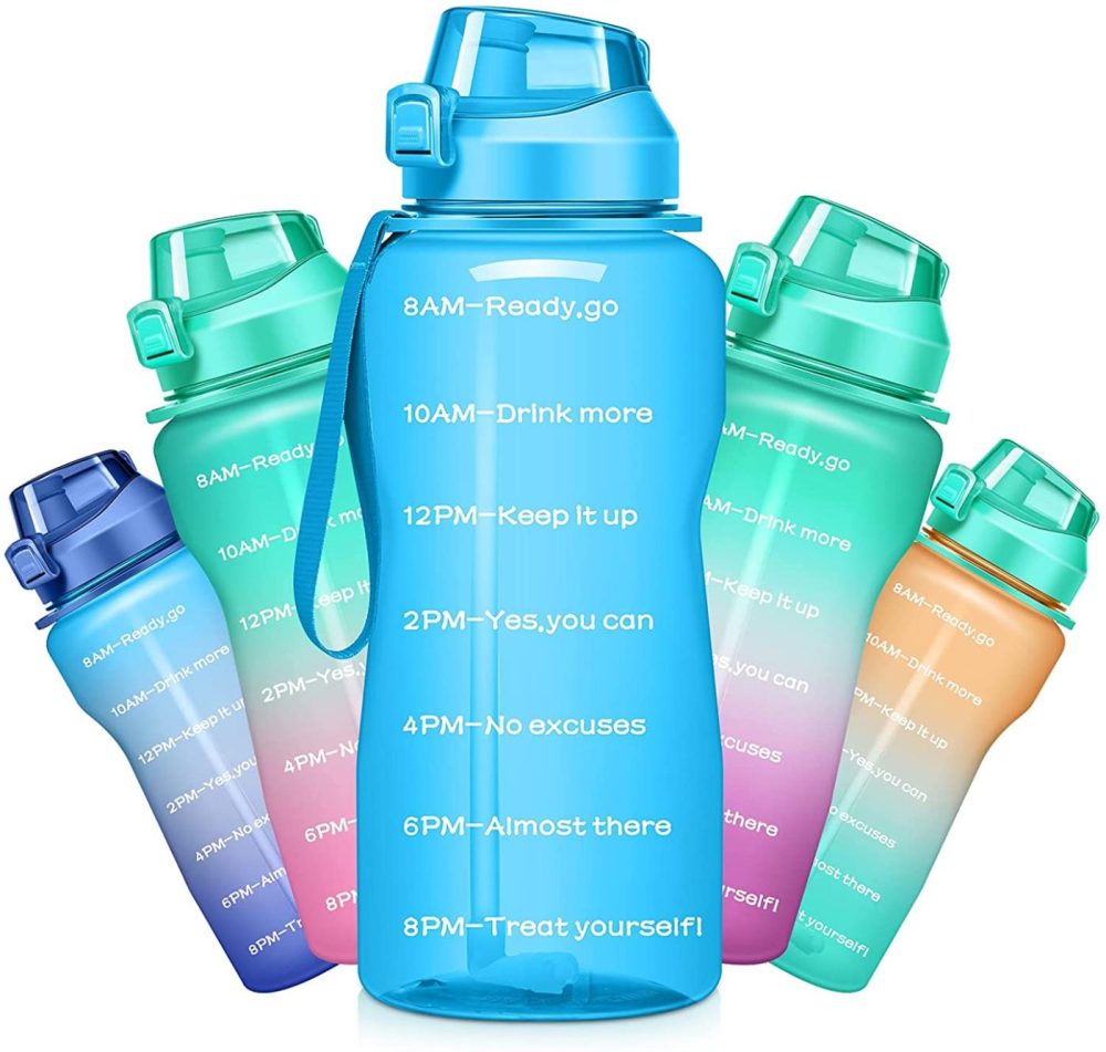 Storage & Organization |  Ahape Gallon Motivational 64/100 Oz Water Bottle With Time Marker & Straw, Large Daily Water Jug For Fitness Gym Outdoor Sports, Remind Of All Day Hydration, Leak Proof, Bpa Free (Light Blue, 100Oz) Home Decor & Cleaning Ahape