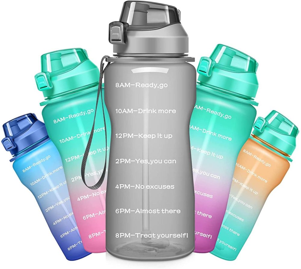 Storage & Organization |  Ahape Gallon Motivational 64/100 Oz Water Bottle With Time Marker & Straw, Large Daily Water Jug For Fitness Gym Outdoor Sports, Remind Of All Day Hydration, Leak Proof, Bpa Free (Gray, 64Oz) Home Decor & Cleaning Ahape