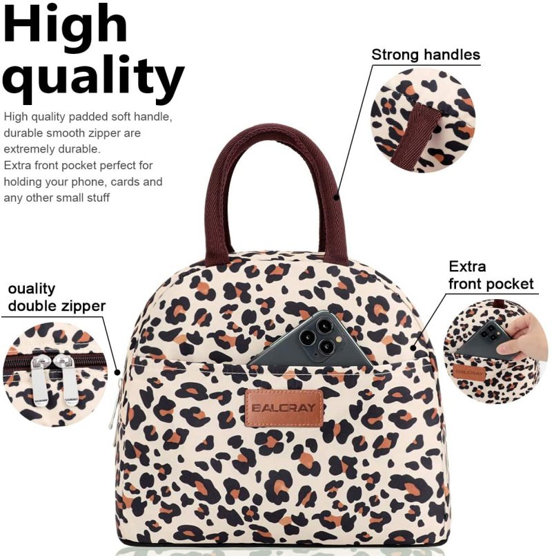 Storage & Organization |  Baloray Lunch Bag Tote Bag Lunch Bag For Lunch Box Insulated Lunch Container (Beige With Leopard) Home Decor & Cleaning Black White Strip