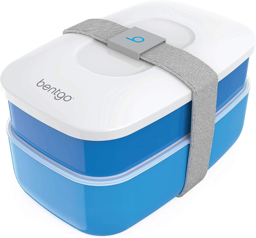 Storage & Organization |  Bentgo Classic – All-In-One Stackable Bento Lunch Box Container – Modern Bento-Style Design Includes 2 Stackable Containers, Built-In Plastic Utensil Set, And Nylon Sealing Strap (Blue) Home Decor & Cleaning Bentgo