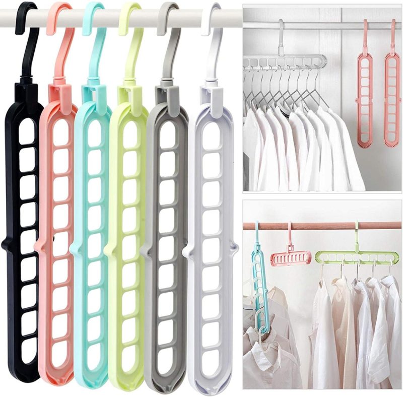 Storage & Organization |  Closet Organizers And Storage, Pack Of 6 Multifunctional Closet Organizer Magic Space Saving Hangers With 9 Holes Closet Storage Organization For Wardrobe Heavy Clothes,Shirts,Pants,Dresses,Coats Home Decor & Cleaning HEYHOUSE