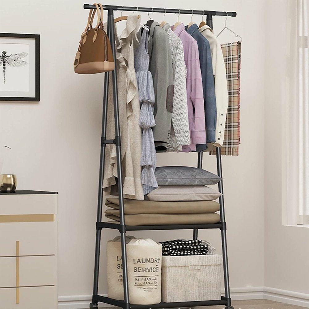 Storage & Organization |  Clothes Rack 2 Tier Home Decor & Cleaning black