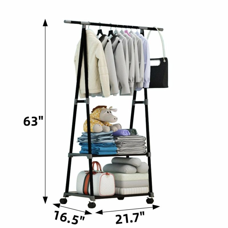 Storage & Organization |  Clothes Rack 2 Tier Home Decor & Cleaning black