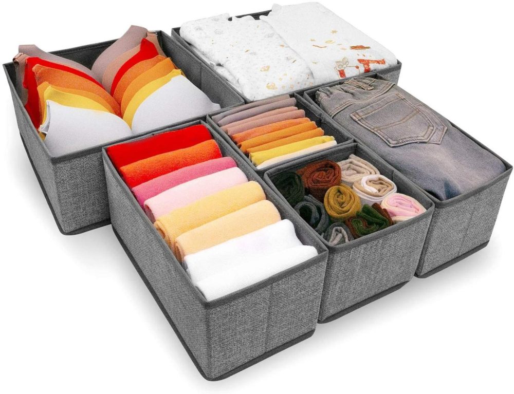 Storage & Organization |  Criusia Underwear Drawer Organizer, 6 Set Foldable Underwear Drawer Organizer And Closet Dividers,Storage Box For Clothes, Socks, Underwear (6 Bins, Gray) Home Decor & Cleaning Criusia