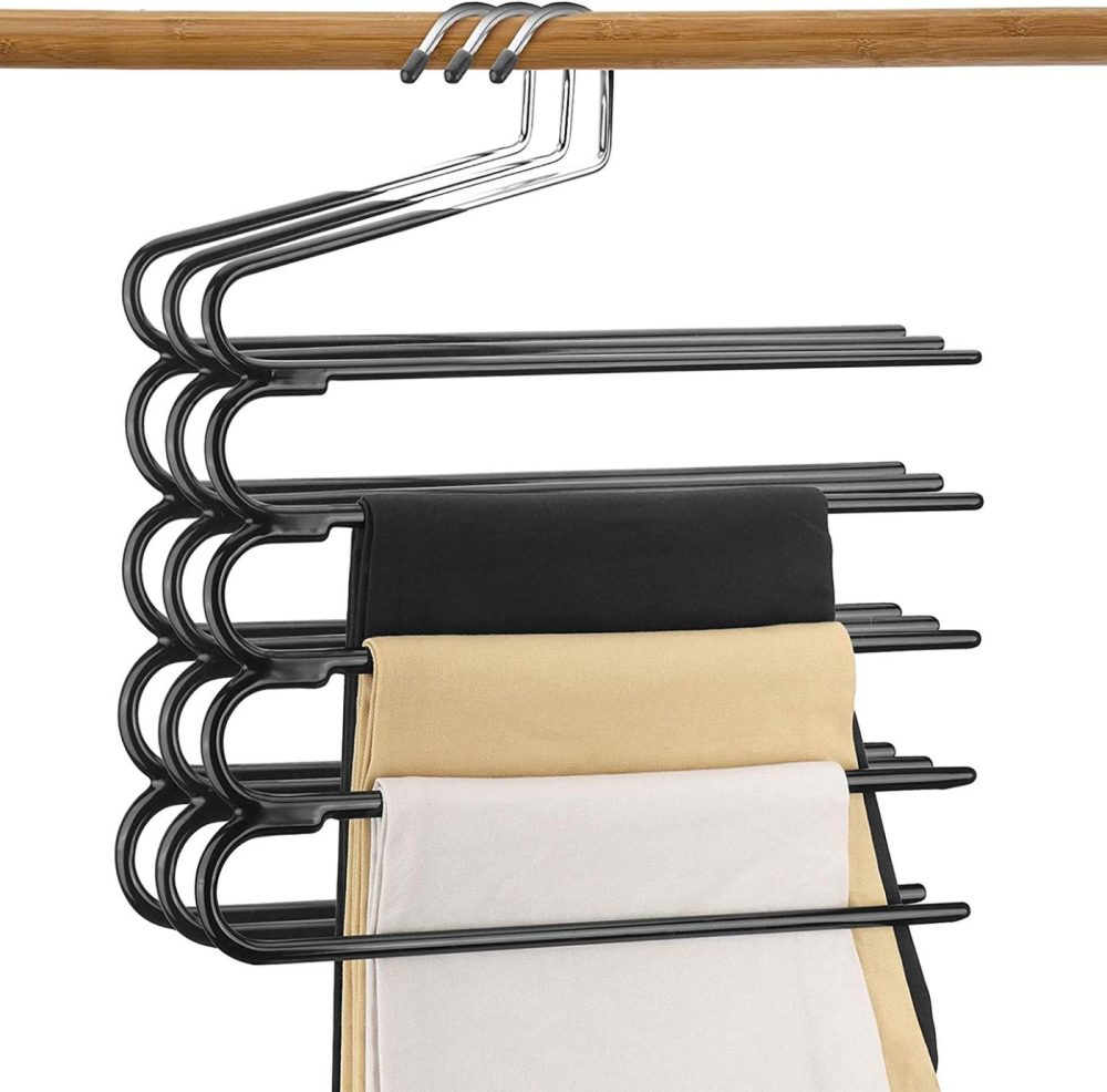 Storage & Organization |  Doiown Pants Hangers Multi-Layer Jeans Trouser Hanger Space Saving Open –Ended Clothes Hangers Non Slip Closet Storage Organizer For Jeans Towels Scarves (3) Home Decor & Cleaning 3