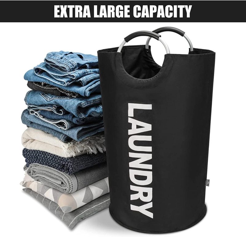 Storage & Organization |  Dokehom 82L Large Laundry Basket (6 Colors), Collapsible Laundry Bag, Foldable Laundry Hamper, Folding Washing Bin (Black, L) Home Decor & Cleaning black