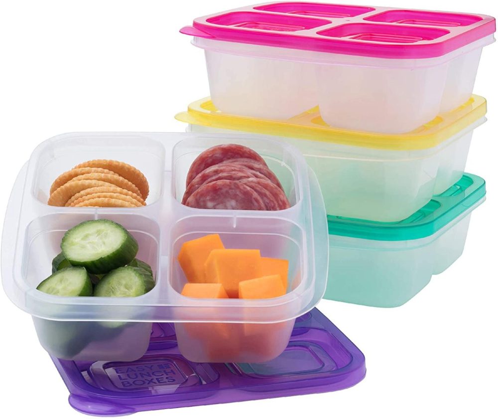 Storage & Organization |  Easylunchboxes – Bento Snack Boxes – Reusable 4-Compartment Food Containers For School, Work And Travel, Set Of 4, Brights Home Decor & Cleaning Brights (4 Pack)