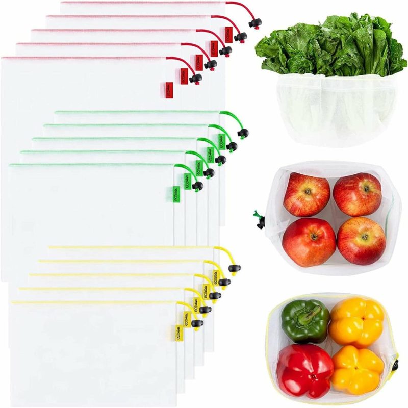 Storage & Organization |  Ecowaare Set Of 15 Reusable Mesh Produce Bags Home Decor & Cleaning Clear