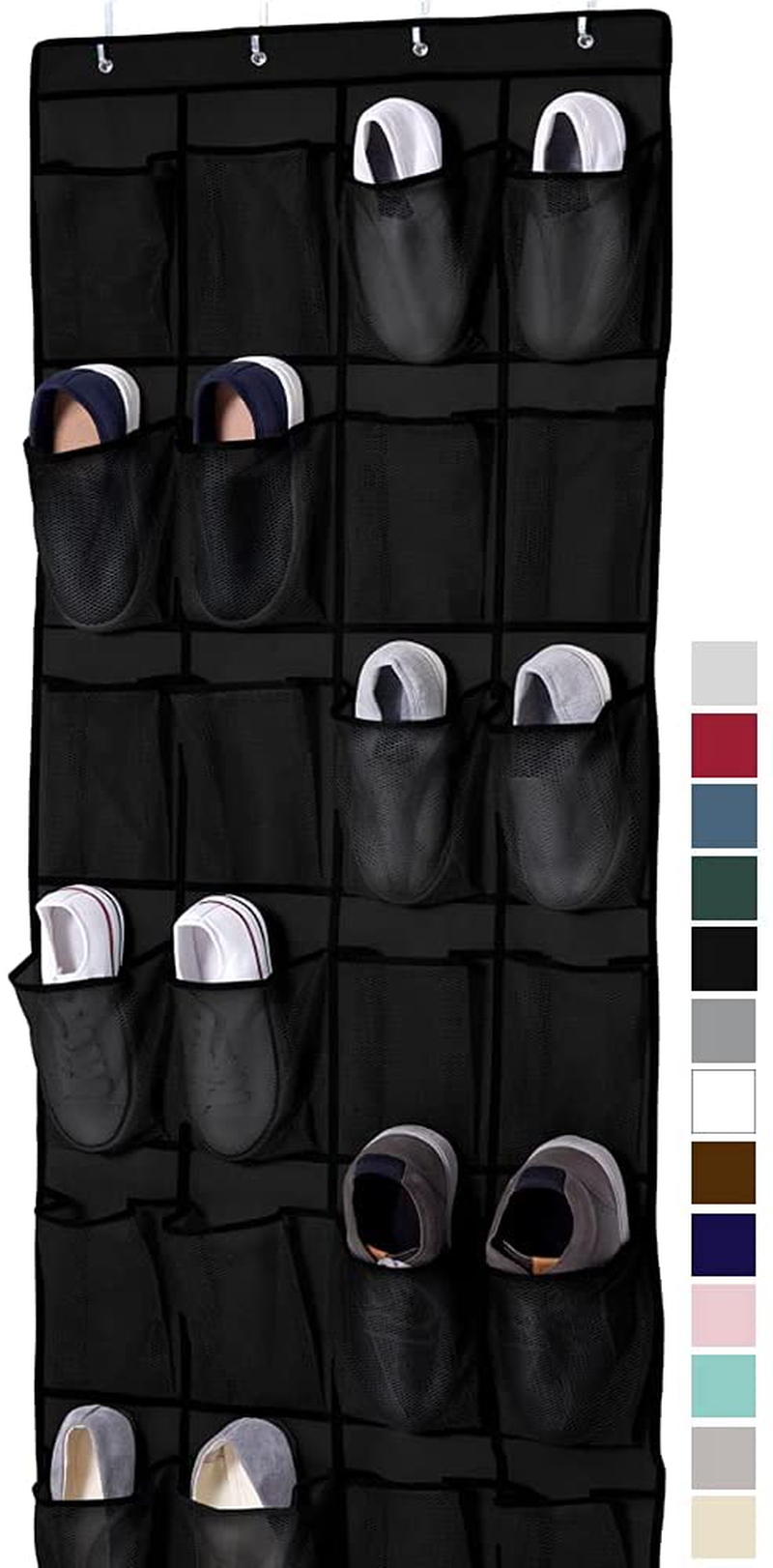 Storage & Organization |  Gorilla Grip Large 24 Pocket Shoe Organizer, Breathable Mesh, Holds Up To 40 Pounds, Sturdy Hooks, Space Saving, Over Door, Storage Rack Hangs On Closets For Shoes, Sneakers Or Home Accessories, Black Home Decor & Cleaning black