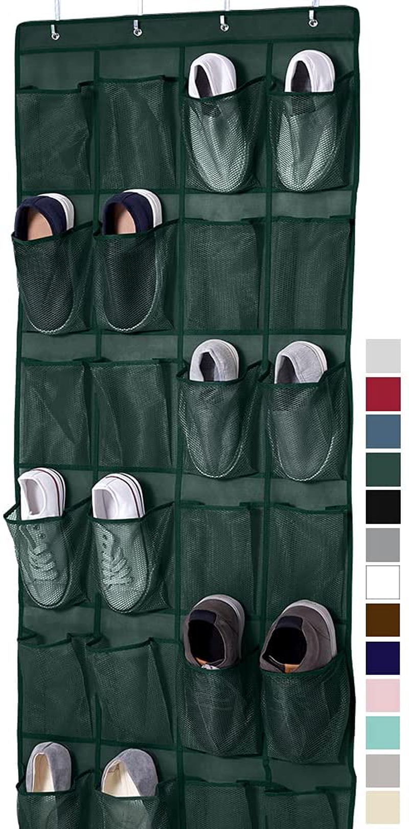 Storage & Organization |  Gorilla Grip Large 24 Pocket Shoe Organizer, Breathable Mesh, Holds Up To 40 Pounds, Sturdy Hooks, Space Saving, Over Door, Storage Rack Hangs On Closets For Shoes, Sneakers, Accessories, Hunter Green Home Decor & Cleaning Gorilla Grip