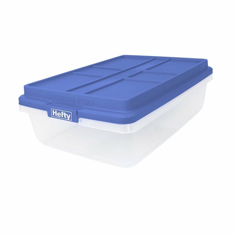 Storage & Organization |  Hefty 40 Qt. Clear Storage Bin With Blue Hi-Rise Lid Home Decor & Cleaning HMS Mfg. Co.