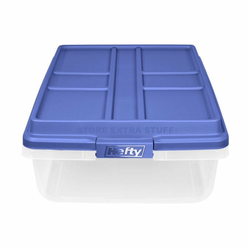 Storage & Organization |  Hefty 40 Qt. Clear Storage Bin With Blue Hi-Rise Lid Home Decor & Cleaning HMS Mfg. Co.