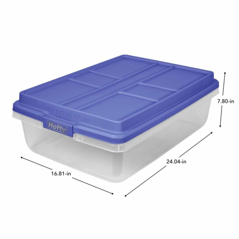 Storage & Organization |  Hefty 40 Qt. Clear Storage Bin With Blue Hi-Rise Lid Home Decor & Cleaning HMS Mfg. Co.