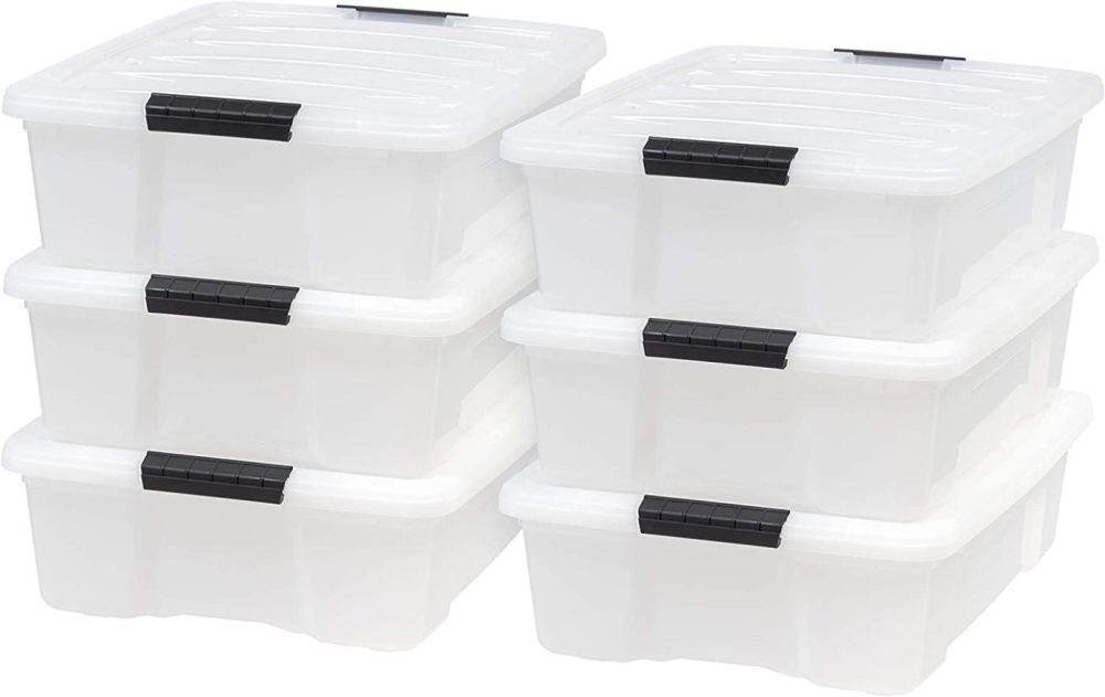 Storage & Organization |  Iris Usa Tb Pearl Plastic Storage Bin Tote Organizing Container With Durable Lid And Secure Latching Buckles, 27 Qt, 6 Count Home Decor & Cleaning IRIS USA, Inc.