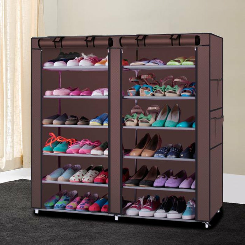 Storage & Organization |  Ktx 12 Grids Portable Shoe Cabinet 6 Tiers Shoe Rack Shoe Shelf Tower Shoe Storage Organizer Space Saving With Non-Woven Fabric Cover Home Decor & Cleaning Coffee