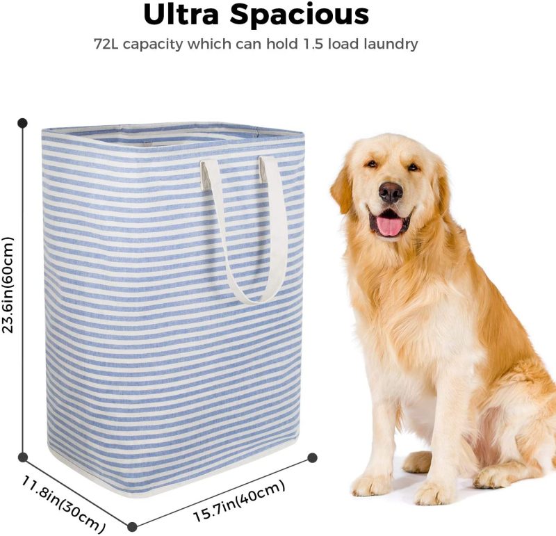 Storage & Organization |  Lifewit 72L Freestanding Laundry Hamper Collapsible Large Clothes Basket With Easy Carry Extended Handles For Clothes Toys, Blue Home Decor & Cleaning Blue