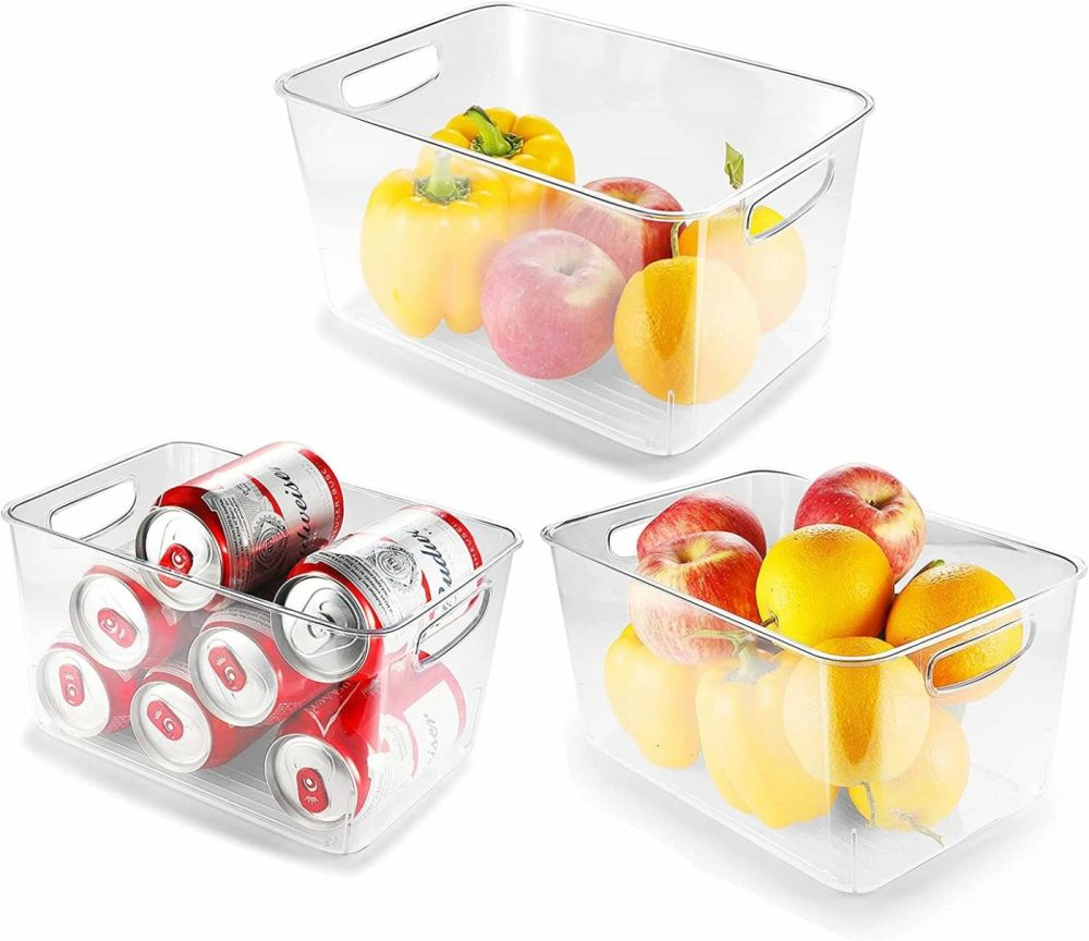 Storage & Organization |  Plastic Food Storage Bins With Handles, Suit For Kitchen Countertops ,Refrigerator ,Cabinet And Freezer ,Organizer For Fruit, Yogurt, Snacks, Pasta – Bpa Free,Clear Plastic Pantry Storage Racks Home Decor & Cleaning FUNOJOY