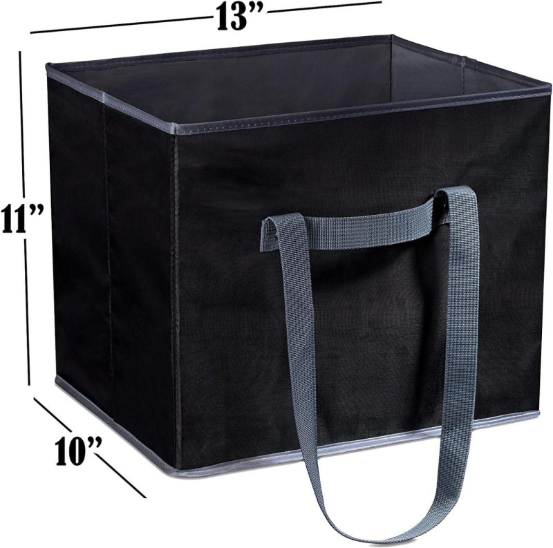 Storage & Organization |  Reusable Shopping Cube Grocery Bag – These Sturdy Tote Bags Will Keep Your Car Trunk Groceries In Place. Long Handles To Carry In Hand Or Over Shoulder. Folds Flat For Convenient Storage. (Set Of 4) Home Decor & Cleaning Kitchen & Dining