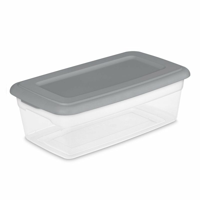 Storage & Organization |  Set Of (10) 6 Qt. Clear Plastic Storage Boxes With Gray Lids Home Decor & Cleaning 10