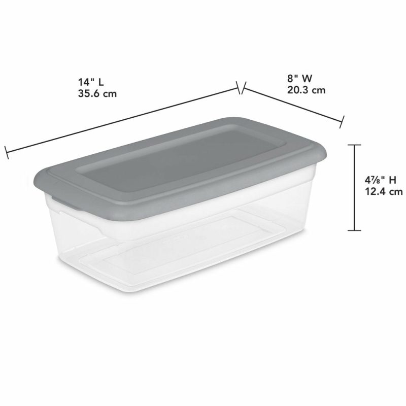 Storage & Organization |  Set Of (10) 6 Qt. Clear Plastic Storage Boxes With Gray Lids Home Decor & Cleaning 10