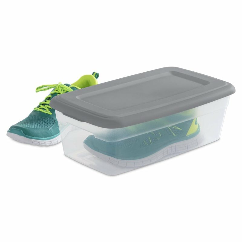 Storage & Organization |  Set Of (10) 6 Qt. Clear Plastic Storage Boxes With Gray Lids Home Decor & Cleaning 10