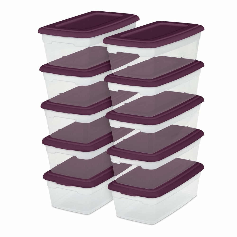 Storage & Organization |  Set Of (10) 6 Qt. Storage Boxes Plastic, Red Currant Home Decor & Cleaning Sterilite Corporation