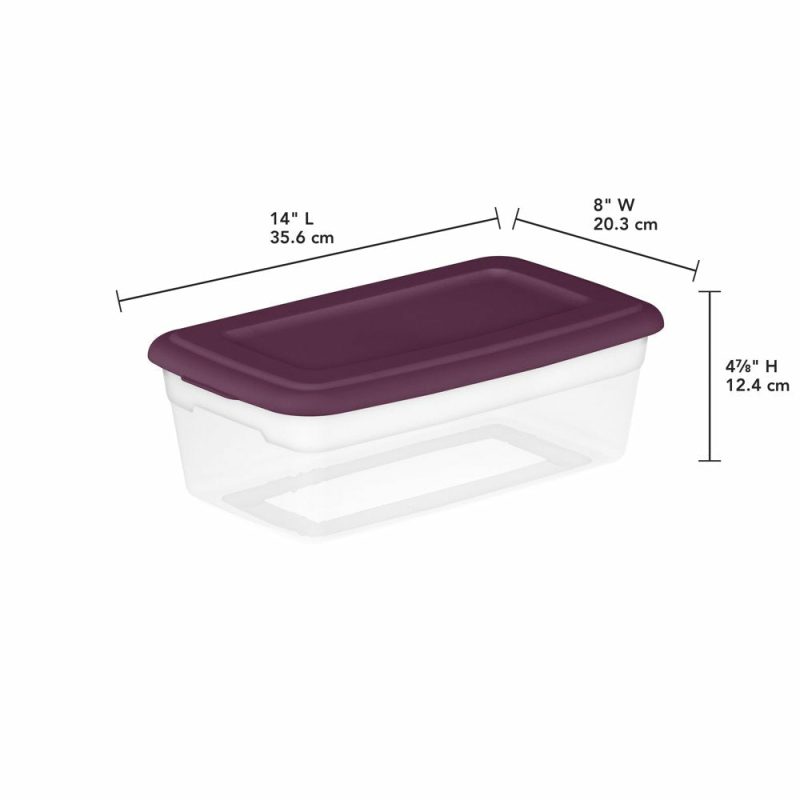 Storage & Organization |  Set Of (10) 6 Qt. Storage Boxes Plastic, Red Currant Home Decor & Cleaning Sterilite Corporation