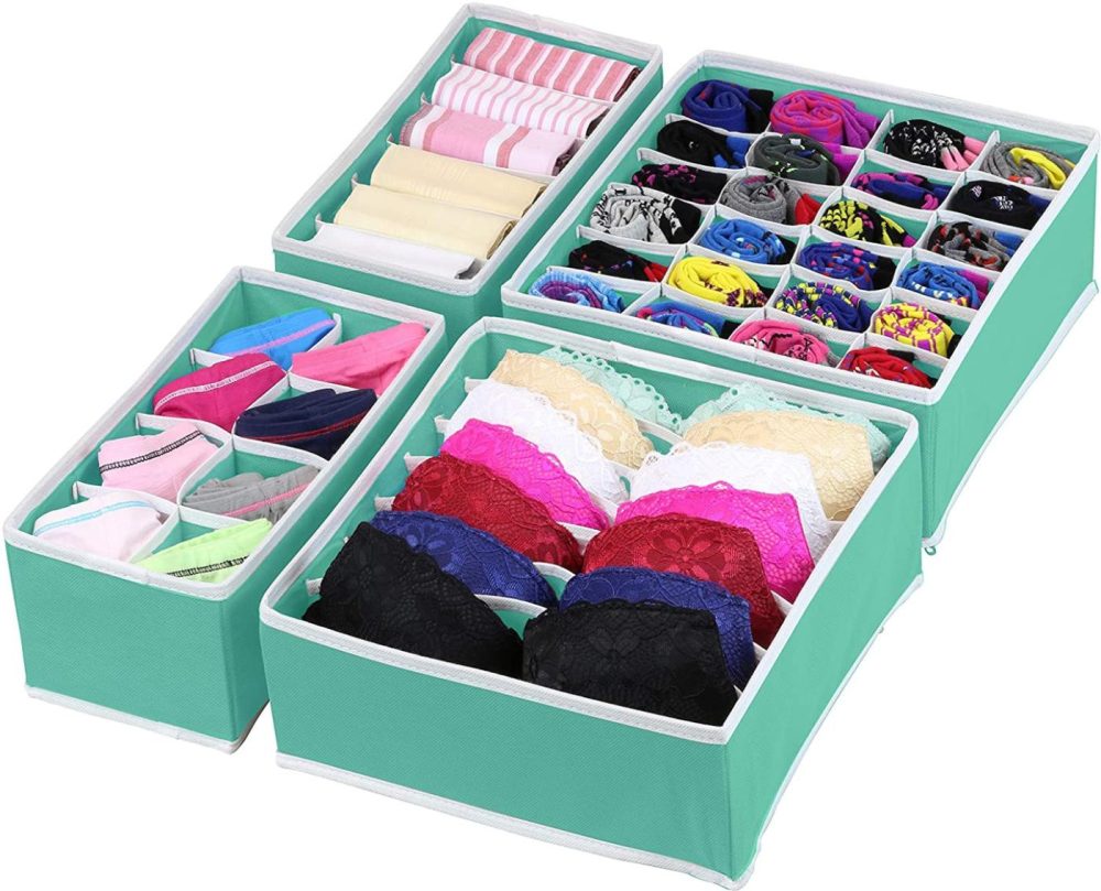 Storage & Organization |  Simple Houseware Closet Underwear Organizer Drawer Divider 4 Set, Turquoise Home Decor & Cleaning Simple Houseware