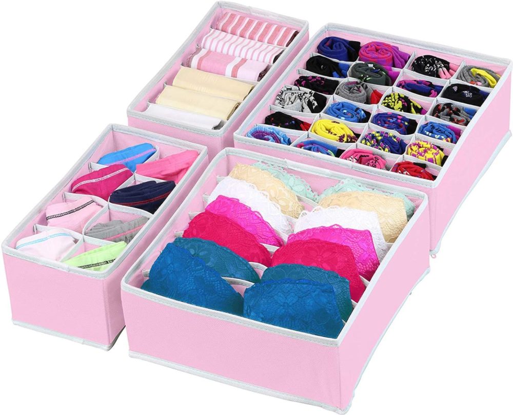 Storage & Organization |  Simplehouseware Closet Underwear Organizer Drawer Divider 4 Set, Pink Home Decor & Cleaning Pink