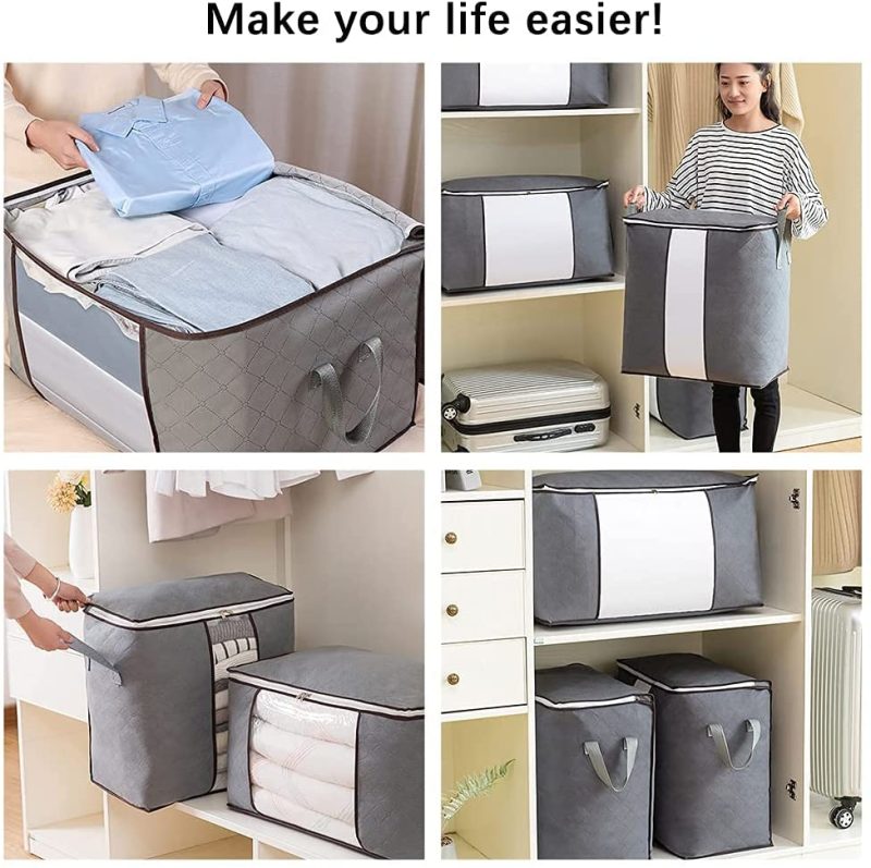 Storage & Organization |  Sitake 6 Pcs Large Capacity Storage Bags, Foldable Large Closet Storage Organizers For Clothes, Blankets, Comforters, Quilts, Pillows, Bedding, With Reinforced Handle, Clear Window, Sturdy Zipper Home Decor & Cleaning Kitchen & Dining